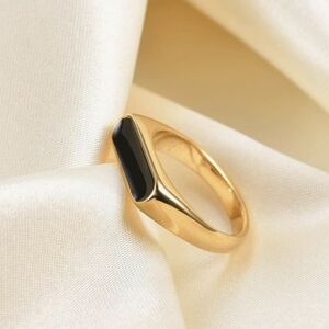 Gold + Black Oval Ring